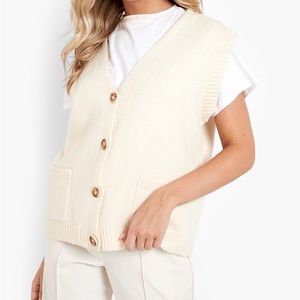 Boohoo SLOUCHY OVERSIZED SLEEVELESS SWEATER TANK TOP
